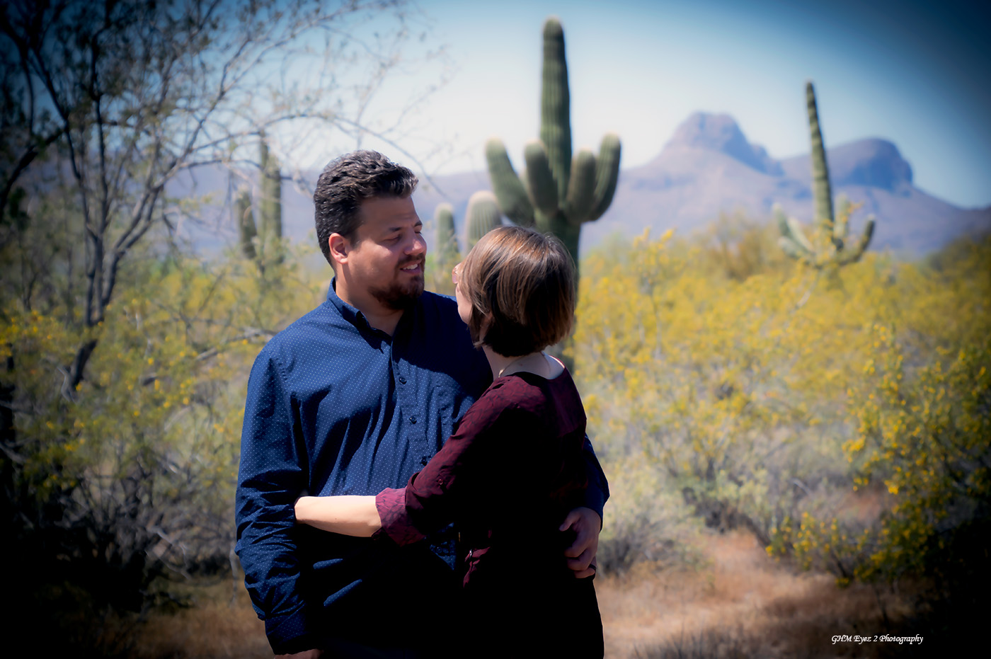 Couple sharing a quiet moment in the Arizona desert
