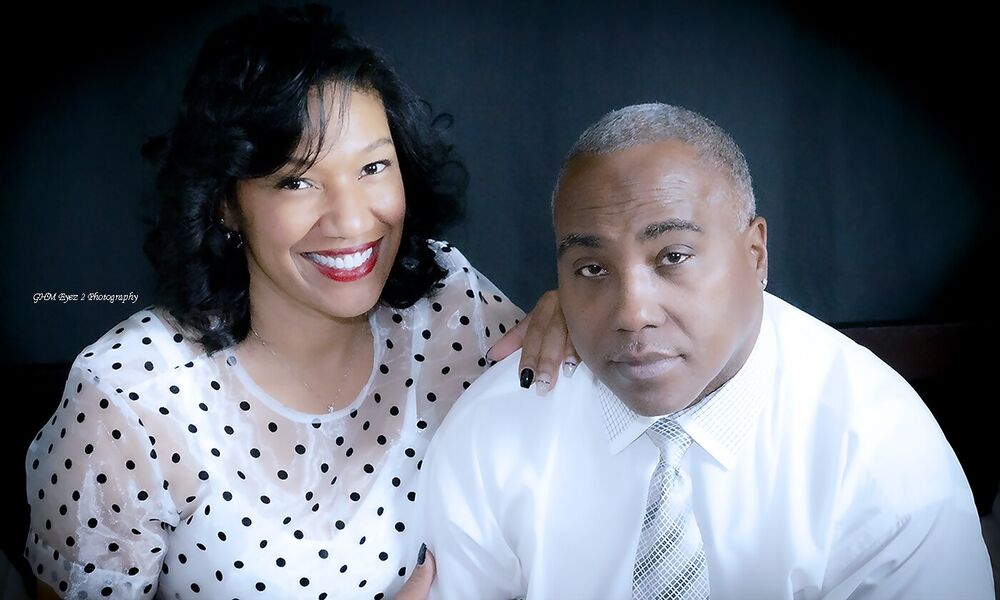 A couple posed together for a formal portrait